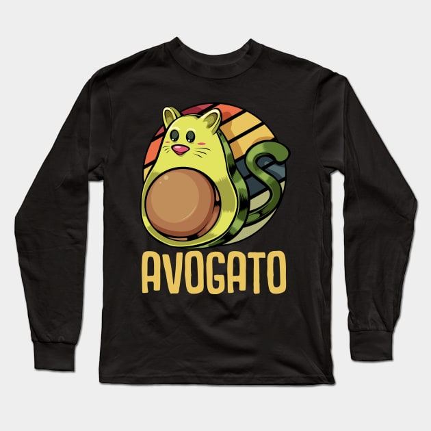 Avocado - Avogato Cute Vegan Cat Long Sleeve T-Shirt by Lumio Gifts